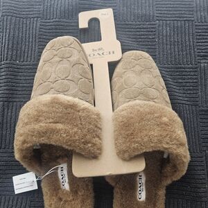 Coach Brown Suede Slippers